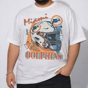 NWT Miami Dolphins NFL Heavyweight Thick White Graphic Tee, XLT